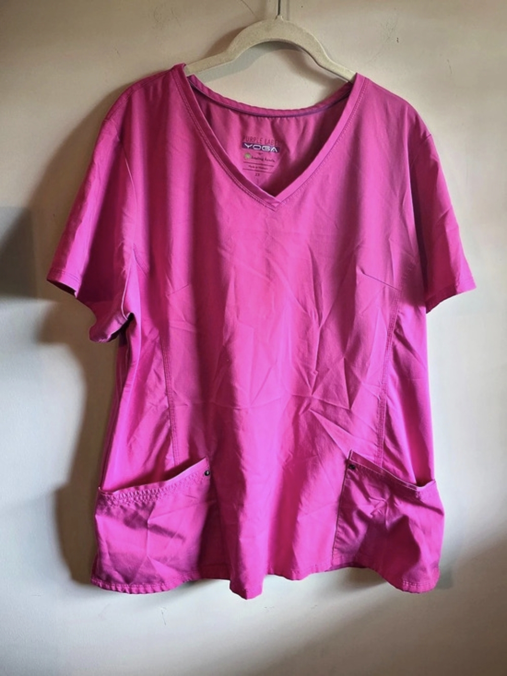 Purple Label Yoga By Healing Hands Pink Short Sleeve Tunic Size 2X